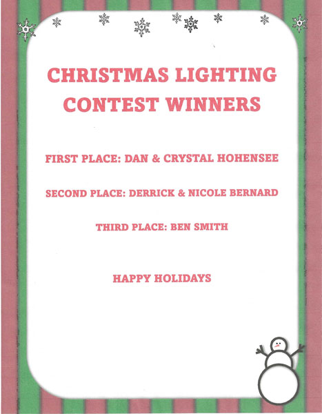 Christmas Lighting Contest Winners